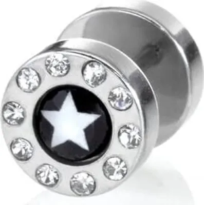 Produktbild von Karisma Ohrstecker Ear Fake Stern Stahl mit Kristallen Steinen Weiss 10mm Ohrpiercing- 1324