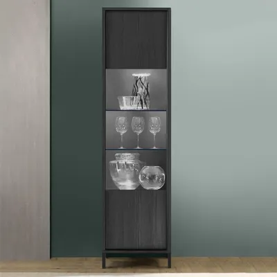 Immagine prodotto di Vetrina con anta Giugi 55x40x203 colore nero frassinato
