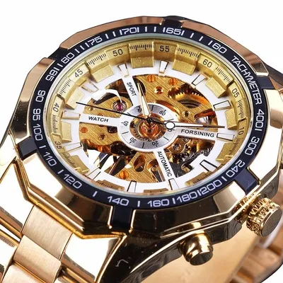Produktbild von Forsining TO-14525 Herrenuhr – Gold/Schwarz/Weiß KP14525