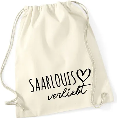 Produktbild von Huuraa Turnbeutel Saarlouis verliebt 12 Liter Natural Baumwolle Rucksack Geschenkidee