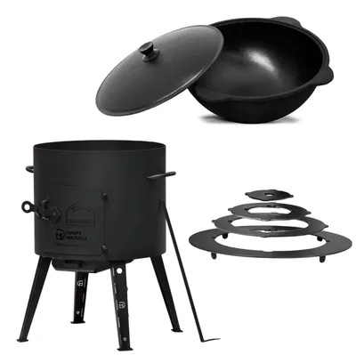 Produktbild von Ø40 Uchag 2mm Stahl 12L Kazan Utschak Adapter-Ringe Utschag Campingofen Kasan Feuerstelle Feldküche Außenküche Eintopfofen Gulaschkanone