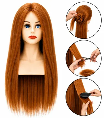 Produktbild von Frisierkopf mit Büste Paula 60% Echthaar 80 cm Haarlänge - Professioneller Friseur Übungskopf