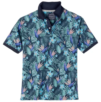 Produktbild von Redfield Übergrößen Poloshirt navy-oliv-türkis Print