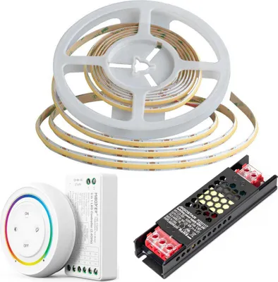Produktbild von 5m COB LED Streifen Strips mit 480 LEDs 8mm Breite komplett set Kaltweiß