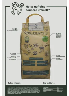 Zdjęcie produktu dla Cocobration brykiet kokosowy do grilla węgiel drzewny z kokosa węgiel drzewny do grilla naturalny węgiel drzewny BBQ węgiel drzewny z kokosa ok. 6 godzin palenia 18 kg