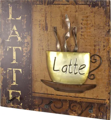 Image de Porte-manteau mural HAKU, motif vintage - MDF, métal, L/H/P : 40 x 40 x 7 cm