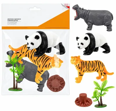 Obrázek produktu pro figurky divokých zvířat sada zvířátek 5 dílů hroch tygr panda pro děti