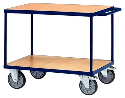 Produktbild von Tischwagen mit 2 Ladeflächen L850xB500mm saphirblau Tragfähigkeit 500kg