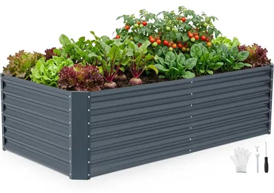 Image de Bordure de jardin en métal, dimensions 180 x 90 x 53 cm, idéale pour les légumes et les fleurs