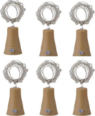Produktbild von 6er-Pack Solar-Weinflaschenlichter, 20 LED-Solarlichter für Hochzeiten, Weihnachten, Feiertage, Gartendekoration