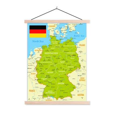 Obrázek produktu pro MuchoWow® Textilní plakát - Barevná mapa Německa - 120x160cm - S hnědými lamelami