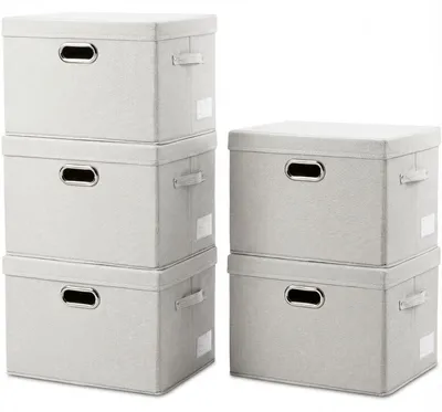Produktbild von Aufbewahrungsbox mit Deckel, beige, 5-teilig, 43 x 30 x 30 cm