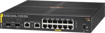 Produktbild von Hewlett Packard Enterprise Aruba 6100 12G Class4 PoE 2G/2SFP+ 139W Managed L3 Gigabit Ethernet (10/100/1000) Ethernet-Anschluss, unterstützt Stromversorgung über diesen Port (PoE) 1U Schwarz