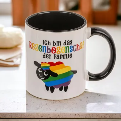 Produktbild von Einzigartige weiße Kaffeetasse 325ml mit Henkel und Keramikdruck