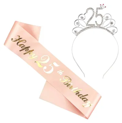 Produktbild von Geburtstagskrone, Schärpe, Deko-Set für Mädchen, Junggesellinnenabschied, Prinzessinnen-Haarreif, Geschenk für Mädchen und Frauen