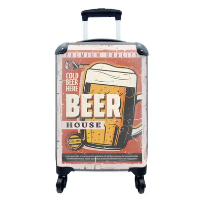 Obrázek produktu pro Kufr Příruční zavazadlo na kolečkách Malý cestovní kufr na 4 kolečkách Mancave - Pivo - Vintage - Citáty - Velikost kabiny < 55x40x23 cm a 55x40x20 cm