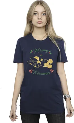 Produktbild von Disney - "Merry Kissmas" T-Shirt für Damen BI38723 (S) (Marineblau)