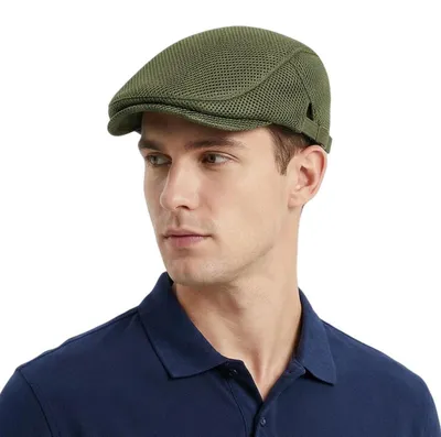 Zdjęcie produktu dla Uniwersalna czapka z daszkiem, typu baskenberet, z siatką, kolor zielony, rozmiar 55-60 cm (M-L)