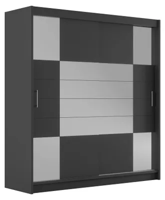Produktbild von Masseno Schiebetürenschrank KALISTA 203/215/61 cm 2-türig mit Spiegel Graphitfarben