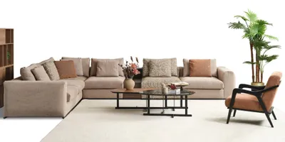 Zdjęcie produktu dla Sofa Narożna W Kształcie Litery L Duża Do Salonu Beżowa