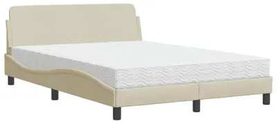 Produktbild von vidaXL Bett mit Matratze "Dover" Creme 140x190 cm Stoff