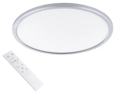 Zdjęcie produktu dla Lampa sufitowa LED Eglo Campasero, srebrna, Ø 42 x 2,5 cm, światło ciepłe i zimne