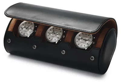 Immagine prodotto di Porta orologi con 3 scomparti, nero, in ecopelle, antipolvere