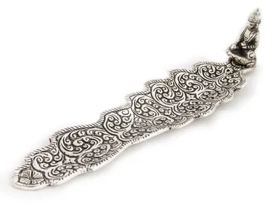 Image de Porte-encens - Bouddha en métal blanc
