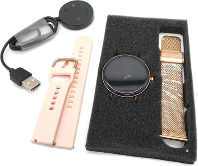 Produktbild von LUNIQUESHOP LSCALL Smartwatch mit Telefonfunktion und Sprachassistent | Damen Uhr| Aktivitätsarmband |SpO2|Blutdruck| 2 Armbänder | 1.7'' |Fitnessuhr mit Whatsapp iOS Android Roségold