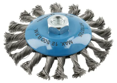 Produktbild von Scheibenbürste mit 100 mm Schaft, M14, 0.5 mm Stahldraht, Ø 0.3 mm, Für Winkelschleifer – Drahtbürste Högert Technik