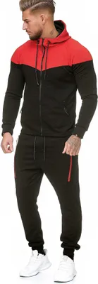 Produktbild von Herren Jogginganzug | Freizeitanzug 984 Schwarz/Rot XXL