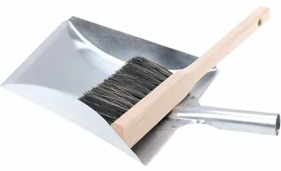 Produktbild von Aqbau Handfeger und Schaufel Set 34 cm – Kehrblech und Handfeger aus Metall, verzinkte Kehrschaufel mit Metallgriff, Kehrschaufel Set robust,
