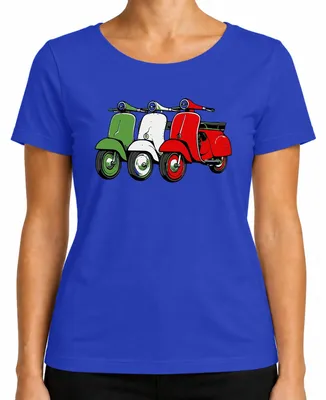 Imagen del producto de Camiseta para mujer, estilo vintage, con diseño de bandera italiana retro, ideal para scooters, en color azul, talla L