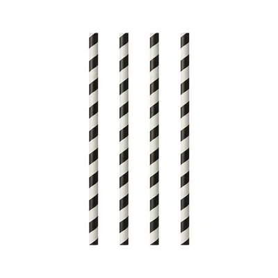 Produktbild von Trinkhalme, Papier Ø 6 mm · 20 cm schwarz/weiss "Stripes"