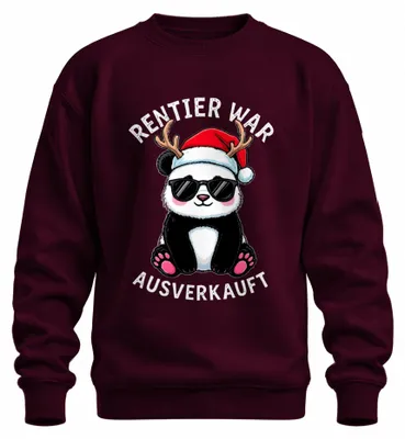 Obrázok produktu pre Sob bol vypredaný Panda Sunglasses Christmas Funny Uni mikina, bordová, S