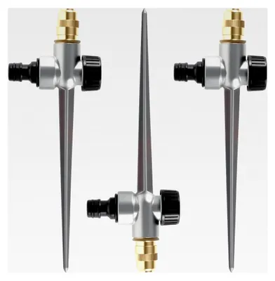Produktbild von 3 Stück 360° Metall-Rasensprenger, Einstellbarer Kreisregner 0-360°, Automatischer Gartensprinkler mit Stabiler Metalldorn für Rasen- und Gartenbewässerung