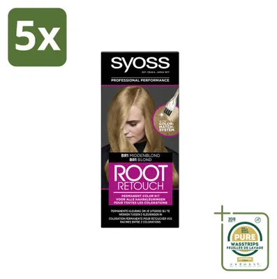 Productafbeelding van 5 x Syoss Root Touch-Up Haarverf BR1 Mediumblond - Voorraadverpakking - 5 stuks