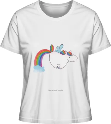 Produktbild von Mr. & Mrs. Panda Damen Oberteil Einhorn Fliegendes Pferd Größe L - Weiß - Geschenk, Glitzer, Regenbogen, Shirt, Realität, Spielen, Kurzarmshirt, Unicorn, T-Shirt