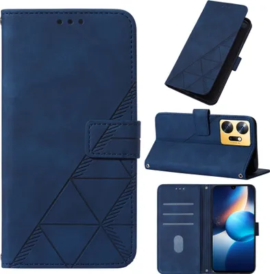 Produktbild von Hülle für Infinix Zero 20 Prägung Flip Leder Kartenfächer Schutzhülle mit Ständer Blau