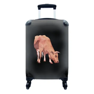 Produktbild von MuchoWow® Koffer Handgepäck Trolley Rollkoffer Kleine Reisekoffer mit 4 Rollen - Kuh - Braun - Schwarz - Cabin Size < 55x40x23 cm & 55x40x20 cm - Fotokoffer - Kabinenkoffer - Boardgepäck - Reise-Box - Reisekoffer - Reisegepäck - Koffer mit Bild - Trolley für Kinder