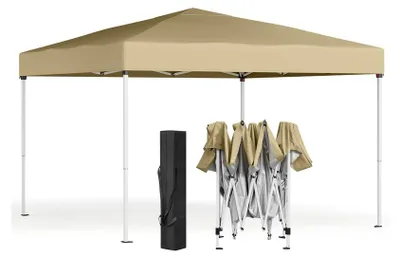 Obrázek produktu pro Skládací pavilón 3 x 3 metry pro zahradu a oslavy, s ochranou proti slunci | Béžová barva | Rozměry: 300x300x260 cm