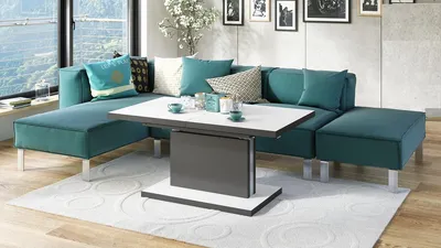 Produktbild von Design Couchtisch Tisch Aston stufenlos höhenverstellbar ausziehbar 120 bis 200cm Esstisch
