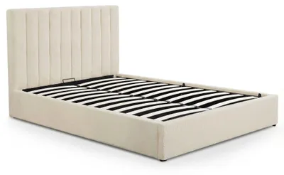 Image de MENZZO Lit Coffre Songe + Sommier Tissu bouclette Beige 140cm