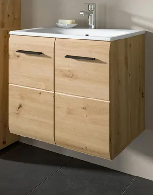 Produktbild von Waschbeckenunterschrank MIT Waschbecken "Cover" in Artisan Eiche Waschtisch hängend 60 cm