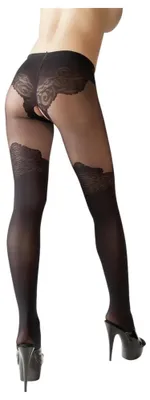 Obrázok produktu pre Cottelli - vzorované otvorené pančuchy (čierne) - 6/2XL