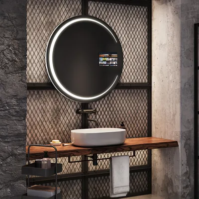 Produktbild von Artforma Runde Badspiegel SMART 85x85 cm - mit LED Beleuchtung - LED Farbe Kaltweiß 7000K - Individuell Nach Maß - Beleuchtet Wandspiegel Lichtspiegel Badezimmerspiegel SOKR156