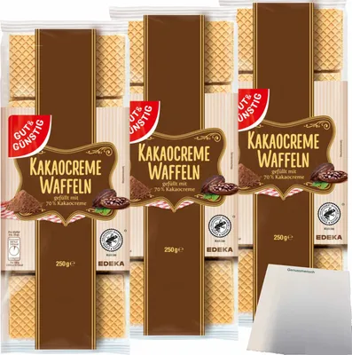 Produktbild von Gut&Günsting Schoko Waffeln 3er Pack (3x250g Packung) + usy Block