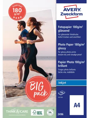 Obrázok produktu pre Avery Zweckform® 2496 2496 Classic Inkjet Photo Paper - DIN A4, lesklý, 180 g/m², 100 listov