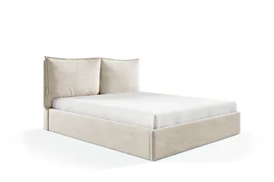 Image de Lit rembourré GUTTO GLAMMY 180 x 200, sommier à lattes métalliques, velours beige Velvett, avec coffre de rangement