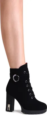Produktbild von topschuhe24 2896 Damen Plateau Stiefeletten Velours Boots Glitzer , Farbe:Schwarz, Größe:36 EU